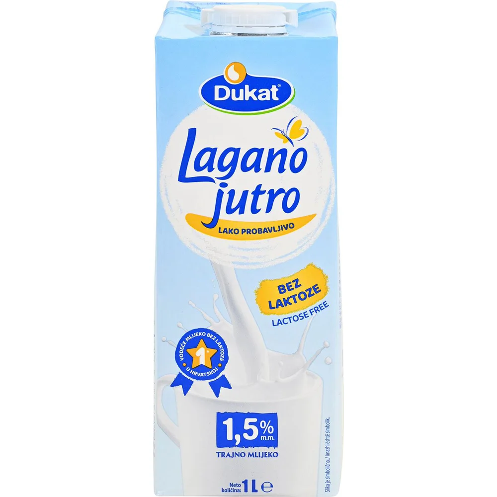Dukat lagano jutro trajno mlijeko bez laktoze 1,5% m.m. 1l