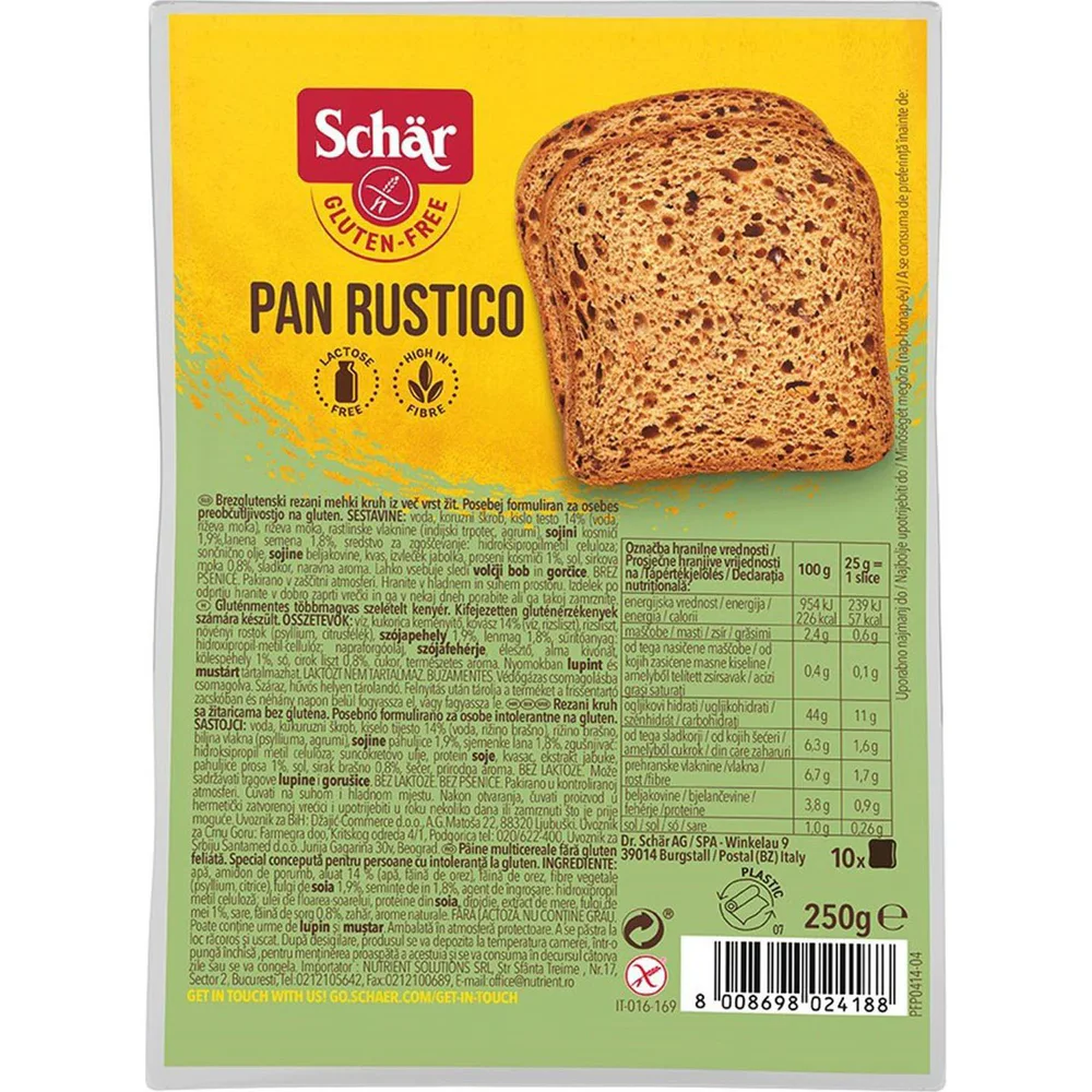 Schar kruh bez glutena rezani sa žitaricama pan rustico 250g